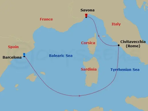 Itinerary schematic diagram