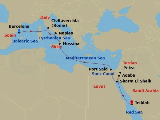 Itinerary schematic diagram