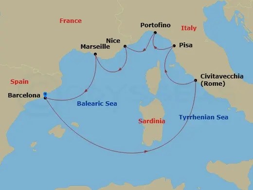 Itinerary schematic diagram