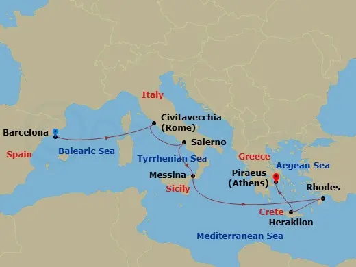 Itinerary schematic diagram