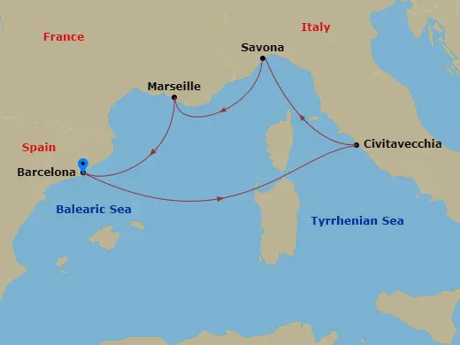 Itinerary schematic diagram