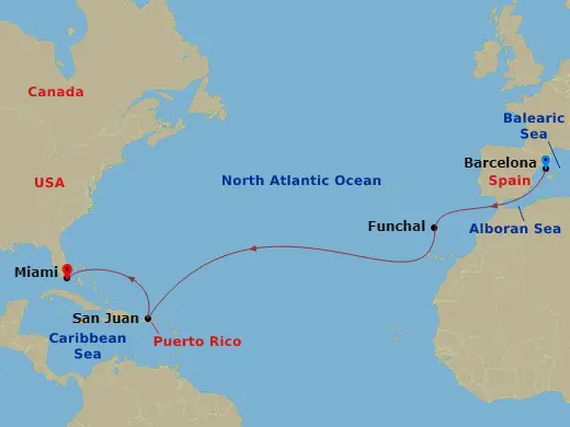 Itinerary schematic diagram