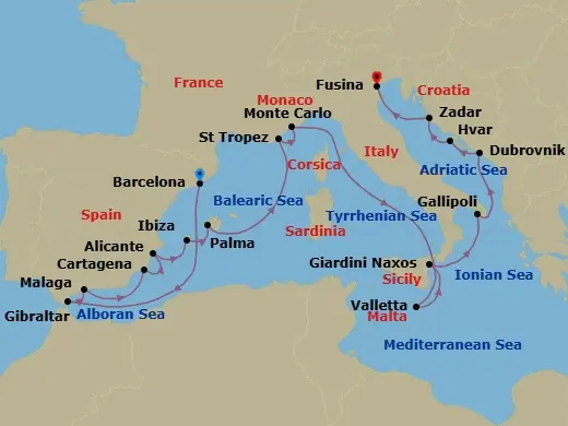 Itinerary schematic diagram
