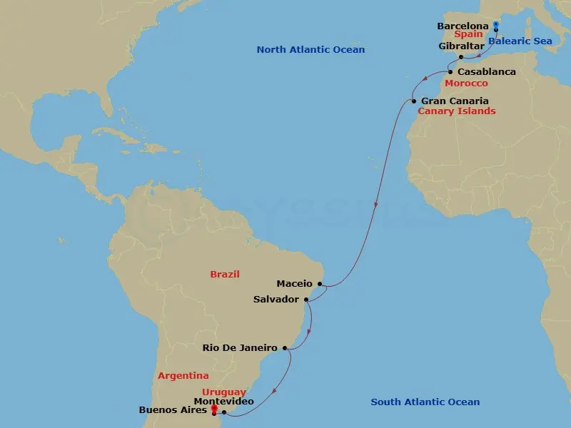Itinerary schematic diagram