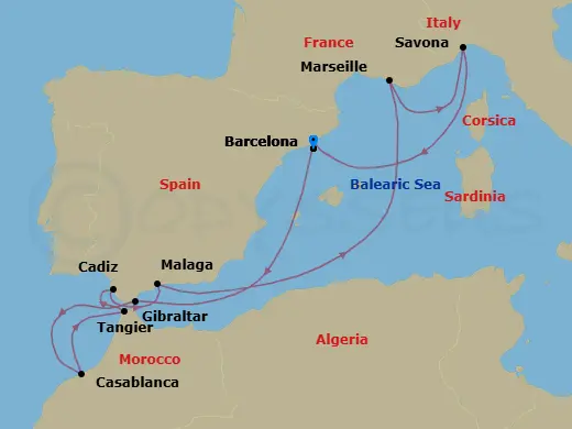 Itinerary schematic diagram