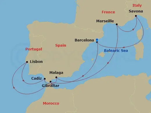 Itinerary schematic diagram