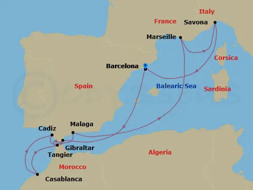 Itinerary schematic diagram