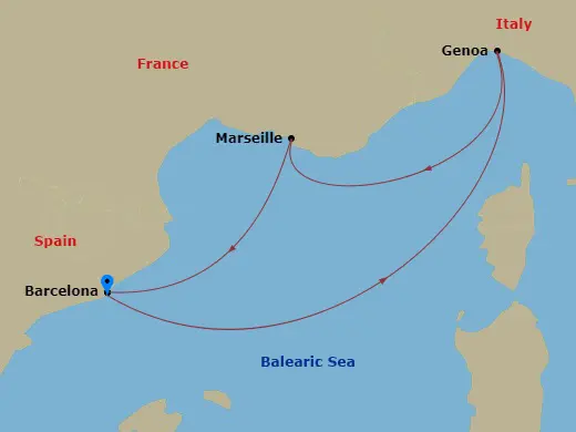 Itinerary schematic diagram