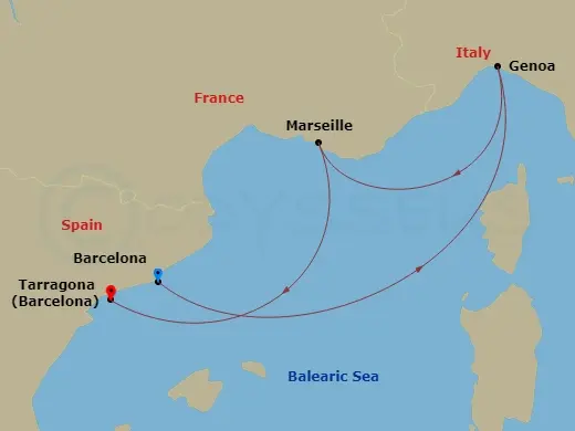 Itinerary schematic diagram