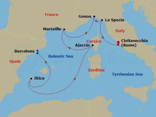 Itinerary schematic diagram