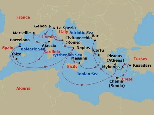 Itinerary schematic diagram