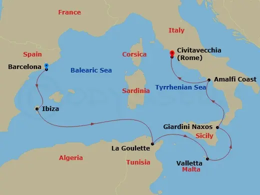 Itinerary schematic diagram