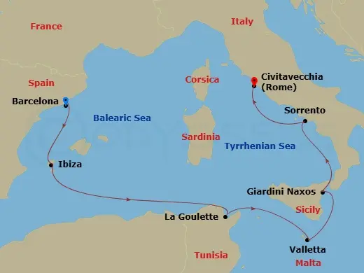 Itinerary schematic diagram