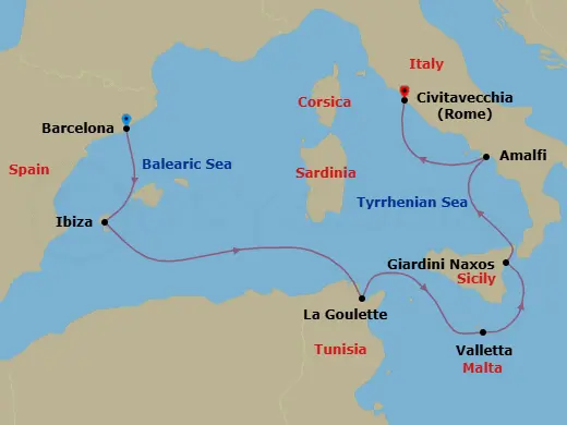 Itinerary schematic diagram