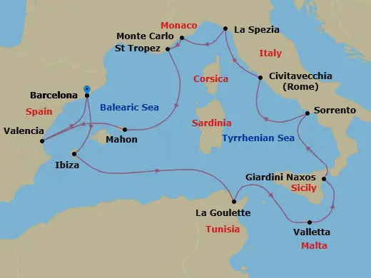 Itinerary schematic diagram
