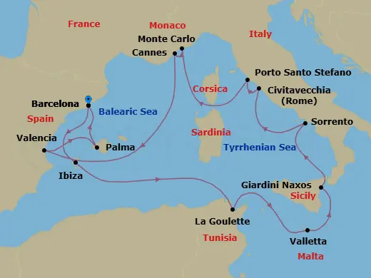 Itinerary schematic diagram