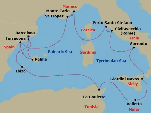 Itinerary schematic diagram