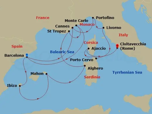 Itinerary schematic diagram
