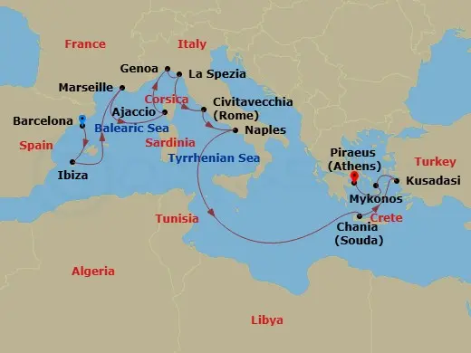 Itinerary schematic diagram