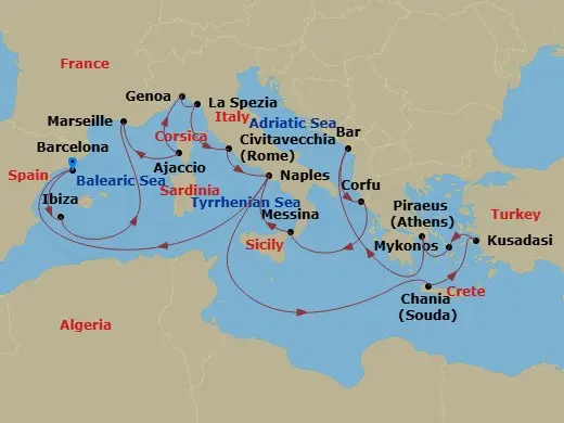 Itinerary schematic diagram