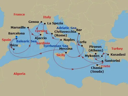Itinerary schematic diagram