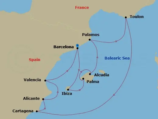 Itinerary schematic diagram