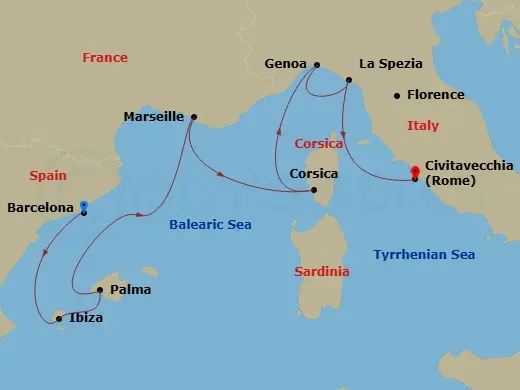 Itinerary schematic diagram