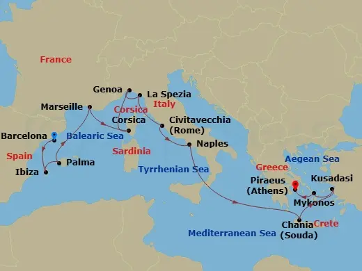 Itinerary schematic diagram