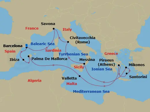 Itinerary schematic diagram