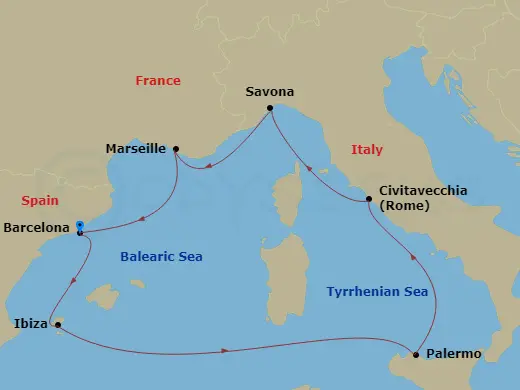 Itinerary schematic diagram