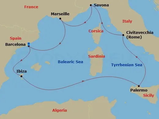 Itinerary schematic diagram