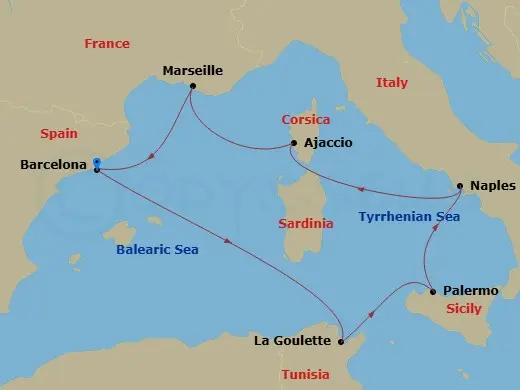 Itinerary schematic diagram