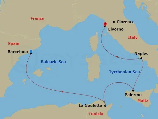 Itinerary schematic diagram