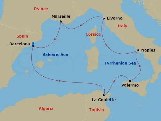 Itinerary schematic diagram