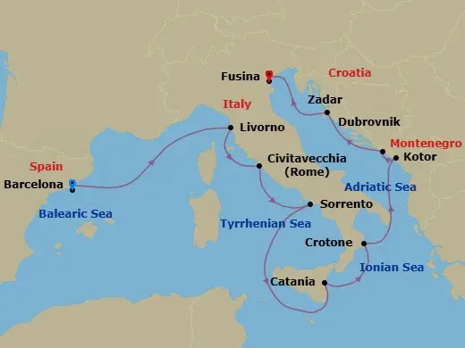 Itinerary schematic diagram