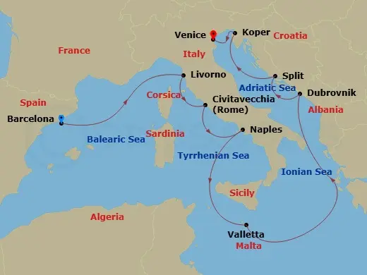 Itinerary schematic diagram