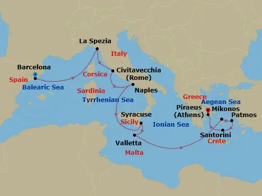 Itinerary schematic diagram