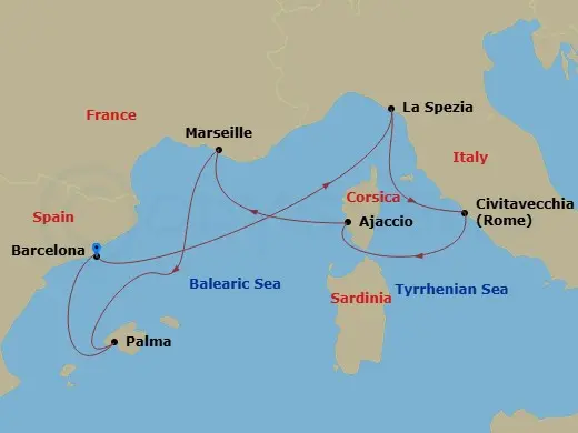 Itinerary schematic diagram