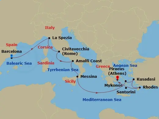 Itinerary schematic diagram