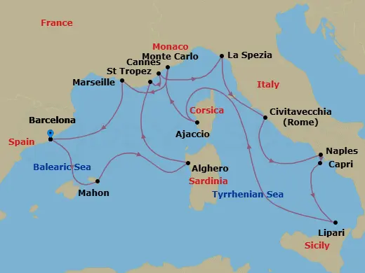 Itinerary schematic diagram