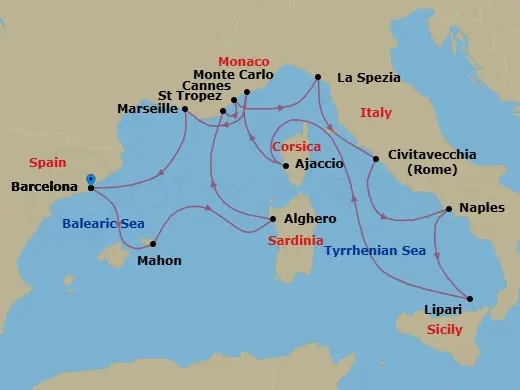 Itinerary schematic diagram