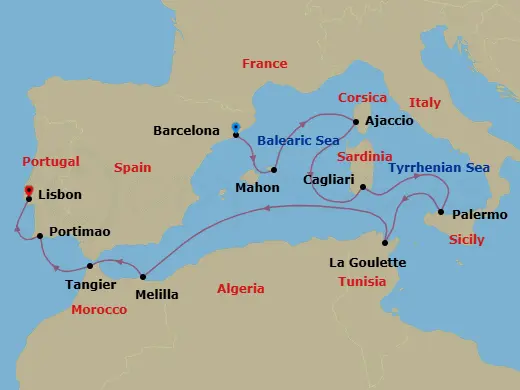 Itinerary schematic diagram