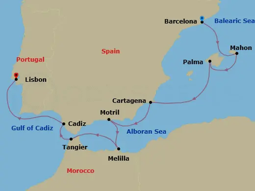 Itinerary schematic diagram
