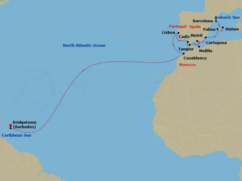 Itinerary schematic diagram