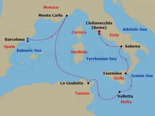 Itinerary schematic diagram