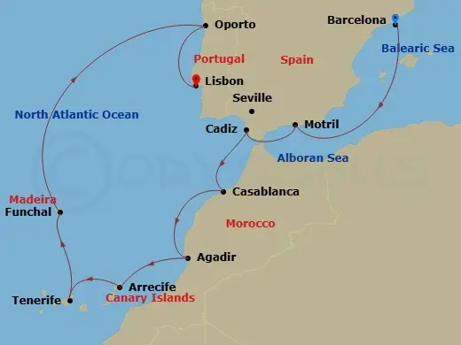 Itinerary schematic diagram