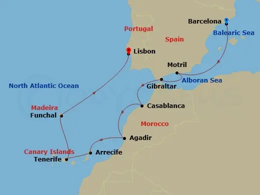 Itinerary schematic diagram