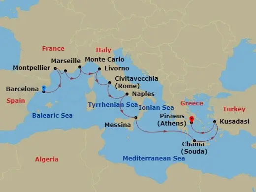 Itinerary schematic diagram