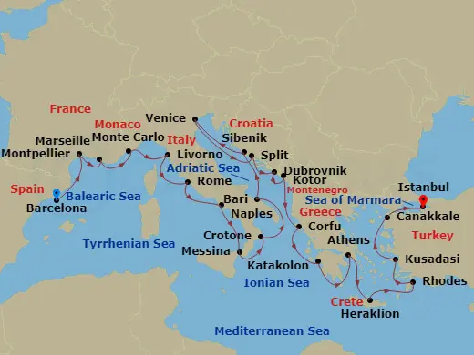Itinerary schematic diagram