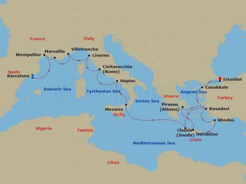 Itinerary schematic diagram